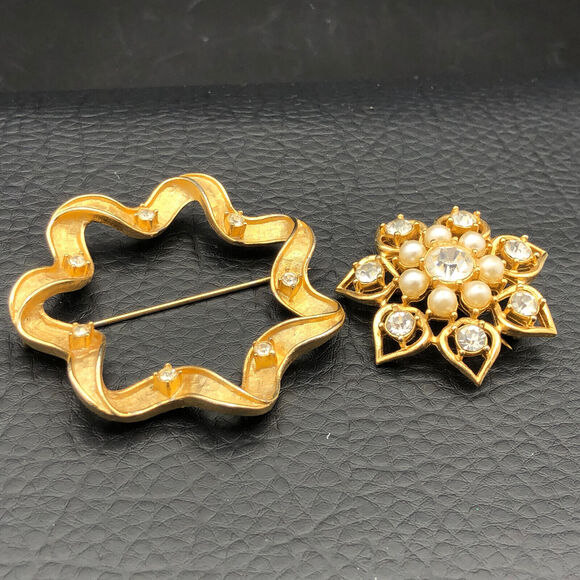 Vintage Sarah Coventry Brooch Starlit Trio 1970 Gold Tone 2-Part Pin Set EUC - Picture 4 of 11